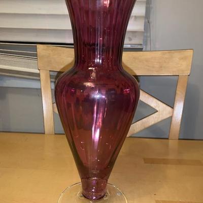 Beautiful Ruby Colored Vase Made In Poland