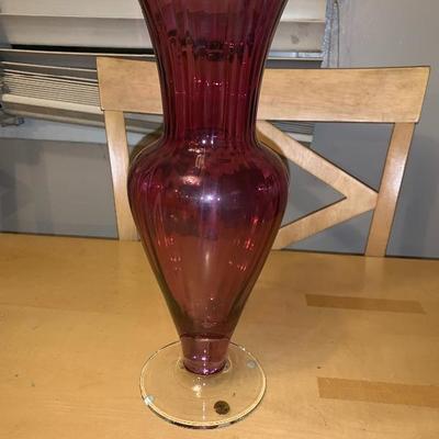 Beautiful Ruby Colored Vase Made In Poland