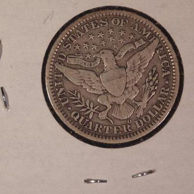 1908 O Barber Silver Quarter