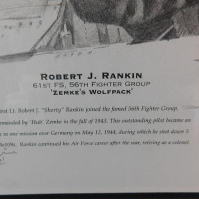 Autographed Print of Colonel Robert Rankin WWII American Ace of Famed 