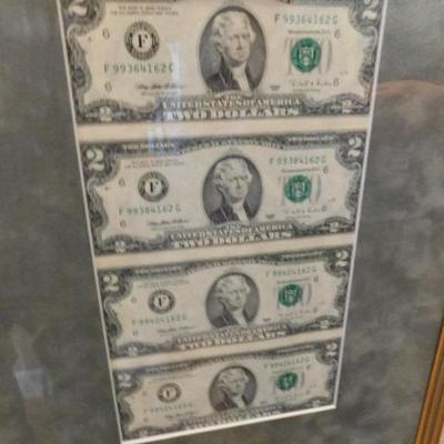 Uncut $2 Bill Sheet 1995
