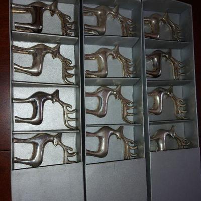 12 Pottery Barn Silver Reindeer Place Card Holders