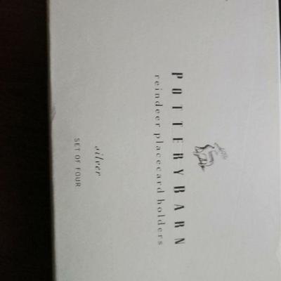 12 Pottery Barn Silver Reindeer Place Card Holders