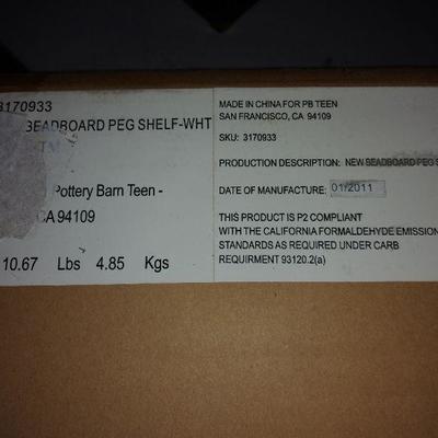 Two Pottery Barn Teen Bead board Peg Shelf