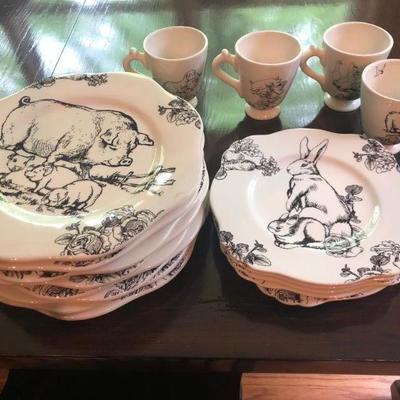 Barnyard Toile Dishes