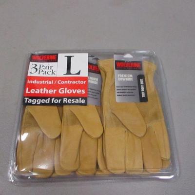 Lot 115 - Wolverine 3 Pair Pack Leather Work Gloves Size Large