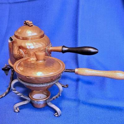 Lot 81B: 2 Pc Vintage Hammered Copper-Swedish Coffee Pot and Stockli Warmer $40