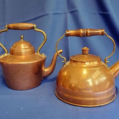 Lot 82: 2 Vintage Copper Kettles $40