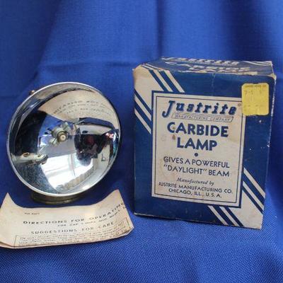 Lot 103: Justrite Carbide Lamp in Box with Directions $30