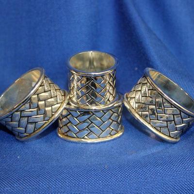 Lot 111: 4 Oval Basket-weave Napkin Rings $10