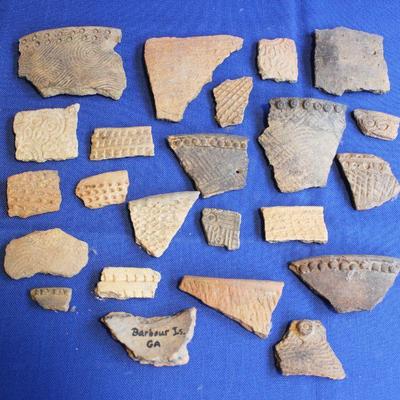 Lot 71: Native American Embossed Pot Shards from Barbour Island, Ga  $40