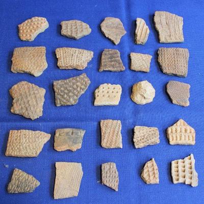 Lot 72: Native American Embossed Pot Shards From SC and Ga. 2000BC-1670 AD   $40