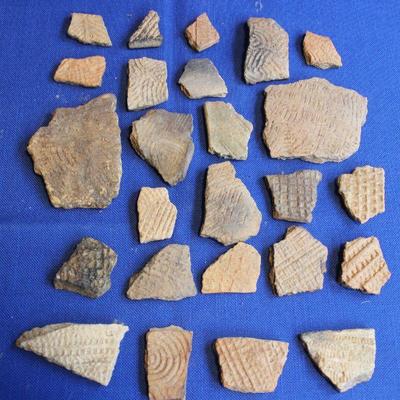 Lot 73:  Native American Embossed Pot Shards From SC and Ga. 2000BC-1670 AD   $40