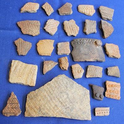 Lot 74:  Native American Embossed Pot Shards From SC and Ga. 2000BC-1670 AD   $40