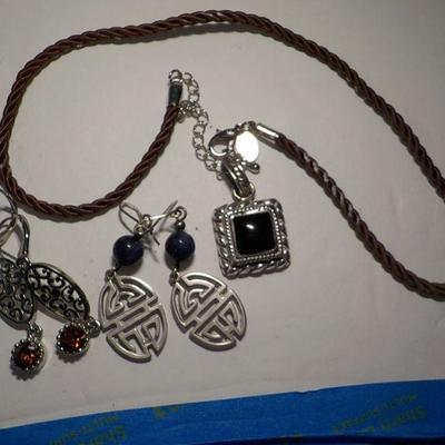 Ladies Hand made sterling Jewelry, Necklace , 2 sets of earrings.