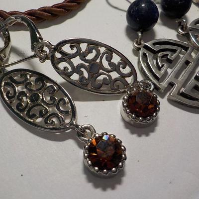 Ladies Hand made sterling Jewelry, Necklace , 2 sets of earrings.