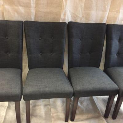 Set of Four Charcoal Tufted Dining Chairs
