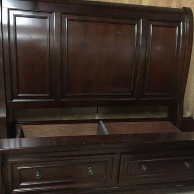 Queen Sleigh Bed with 2 Storage Drawers