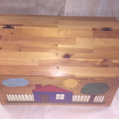 Cute Handpainted Wooden Toy Box 