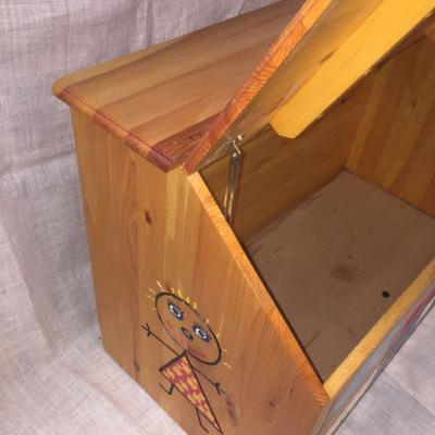 Cute Handpainted Wooden Toy Box 