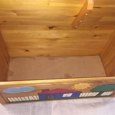 Cute Handpainted Wooden Toy Box 