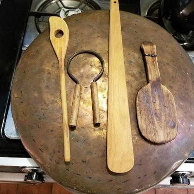 Wooden kitchen utensils, few antique