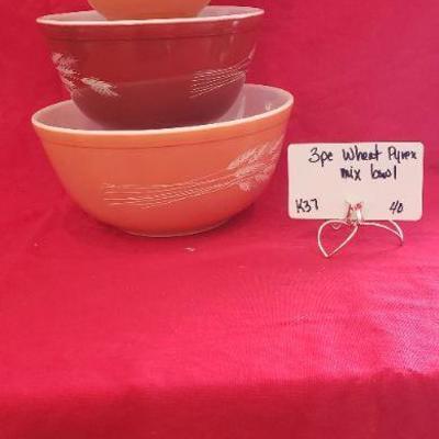 K37 3pc wheat Pyrex bowls