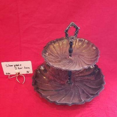 K46 silver-plate 2 tier tray