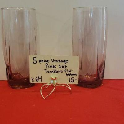 K64 5pc vintage pink glasses