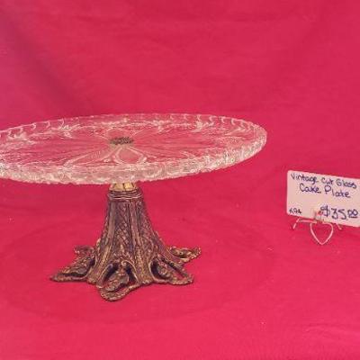 K94 Vintage Cut glass cake plate