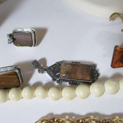 Vintage to Now All Wear Mixed amber Costume Jewelry Lot Some Signed 