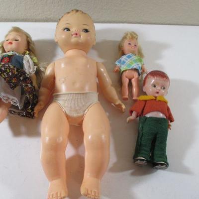 Lot of 4 Vintage Dolls from 4 1/2 - 6 1/2