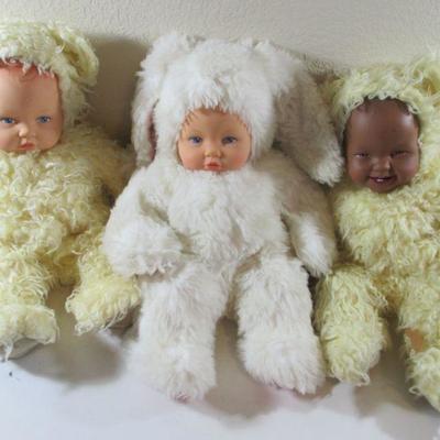 Vintage lot of 3 Anne Geddes Bunny Dolls  13 1/2