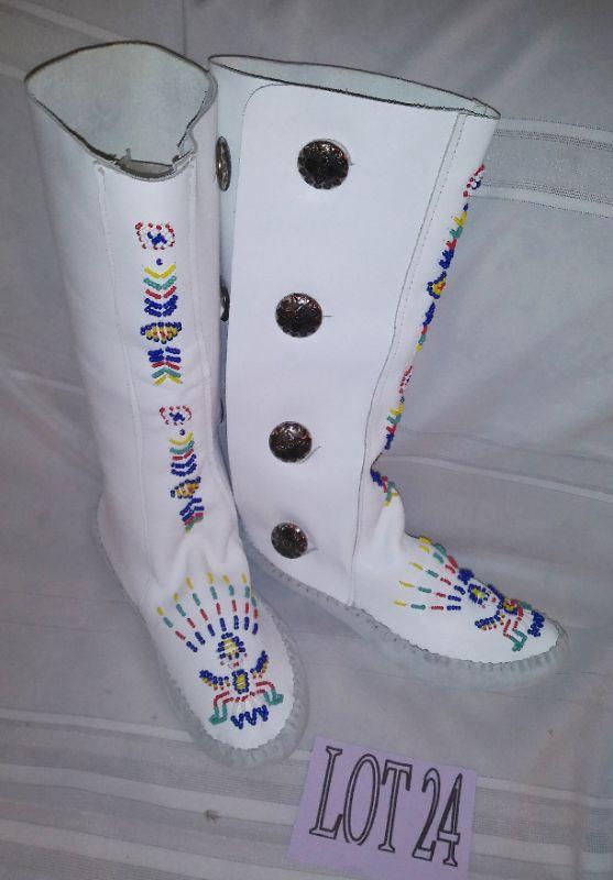 Beaded moccasin boots sales