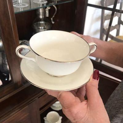 Wedgewood China Silver Ermine Service for 12
