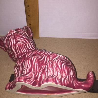 Vintage Dog Planter - Burgundy/White 