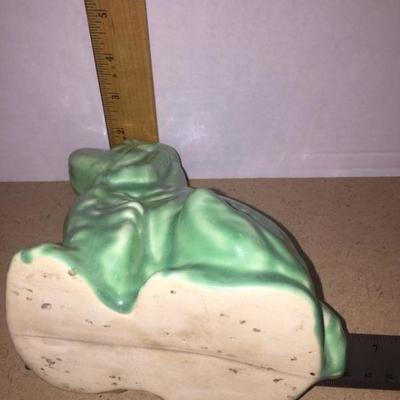 Vintage Dog Planter - Green Ceramic