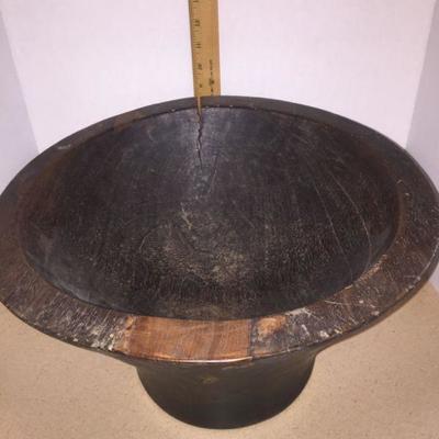 Antique Tall Wooden Bowl 