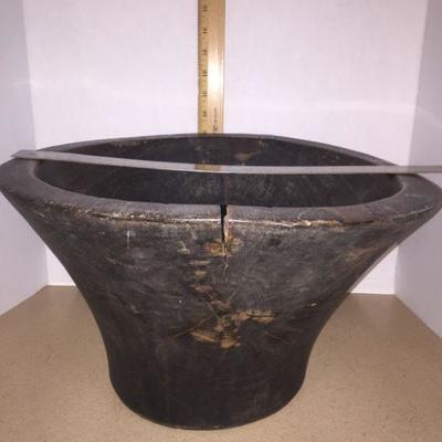 Antique Tall Wooden Bowl 