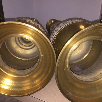 PAIR Monumental Vintage Brass Candle Holders 