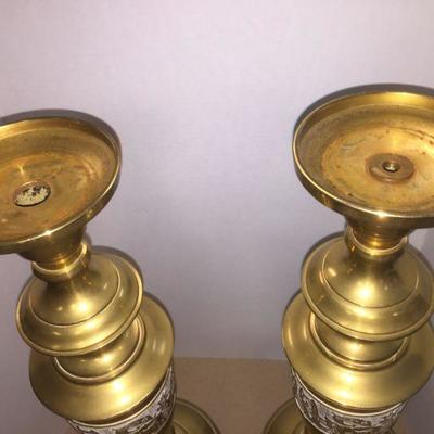 PAIR Monumental Vintage Brass Candle Holders 