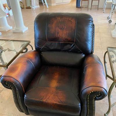 Leather love seat recliner 