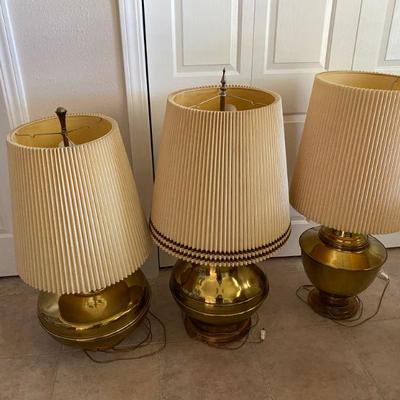 3 Vintage brass Lamps 