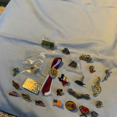 Political, religious, Aggie pins/brooches 