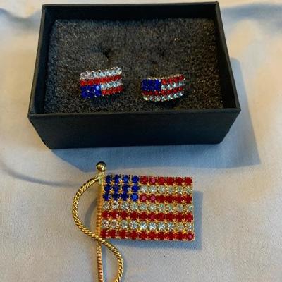 American flag brooch set 