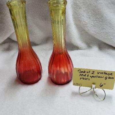 B387 Red and Yellow glass vases