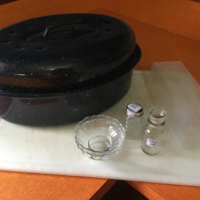 #k12. Roaster, cutting Board, bowls and miscellaneous