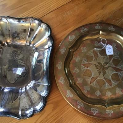 #k50. Silver trey by Gorham and brass plate