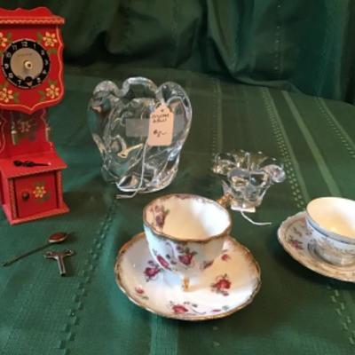 #k63.  To crystal candleholders, clock And to cup and saucers