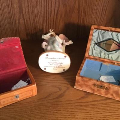#lr16. Vintage jewelry box, leather box, seraphim classics angel